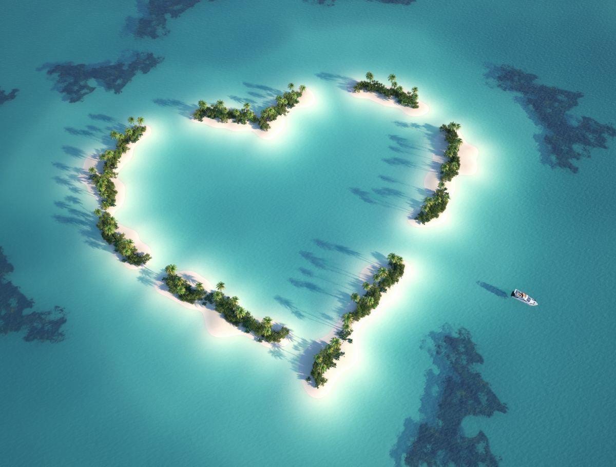 浪漫心形岛屿风景图片