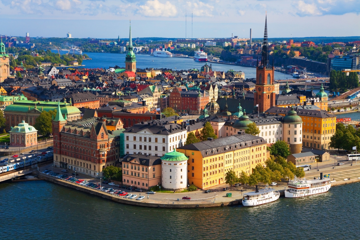 斯德哥尔摩 城市 建筑物 天际线 教堂 码头 风景图片 瑞典