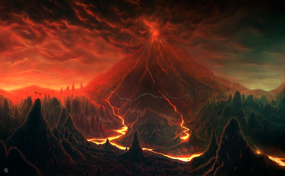 红色山风景图片